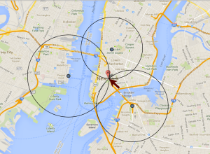 trilateration of mobile GPS